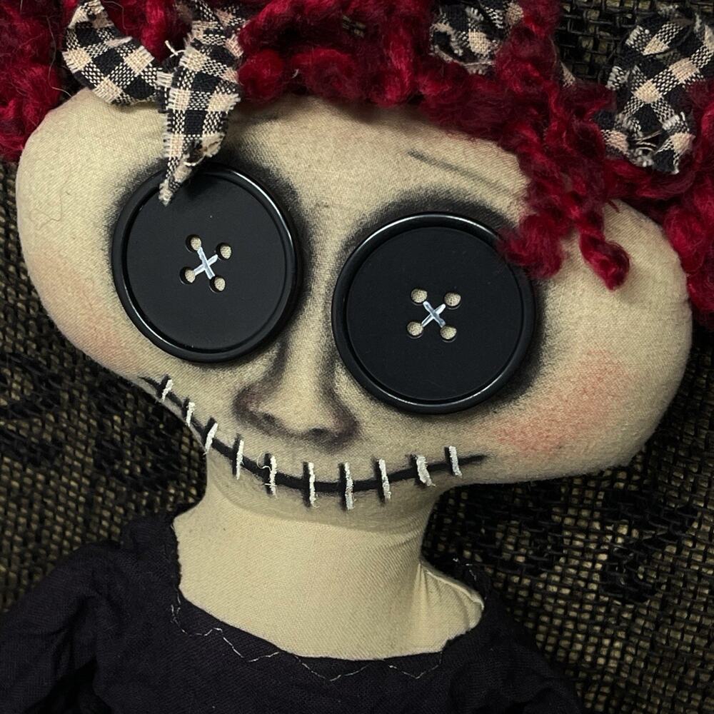 OOAK Creepy 14” Gothic Art Odd Weird Halloween Spooky Artist Goth Cloth Rag Doll